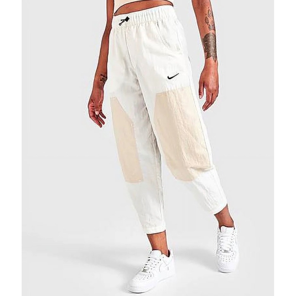 Nike Womens High Waisted Utility Joggers Sail Tan‎ Nylon Cargo Pants Large